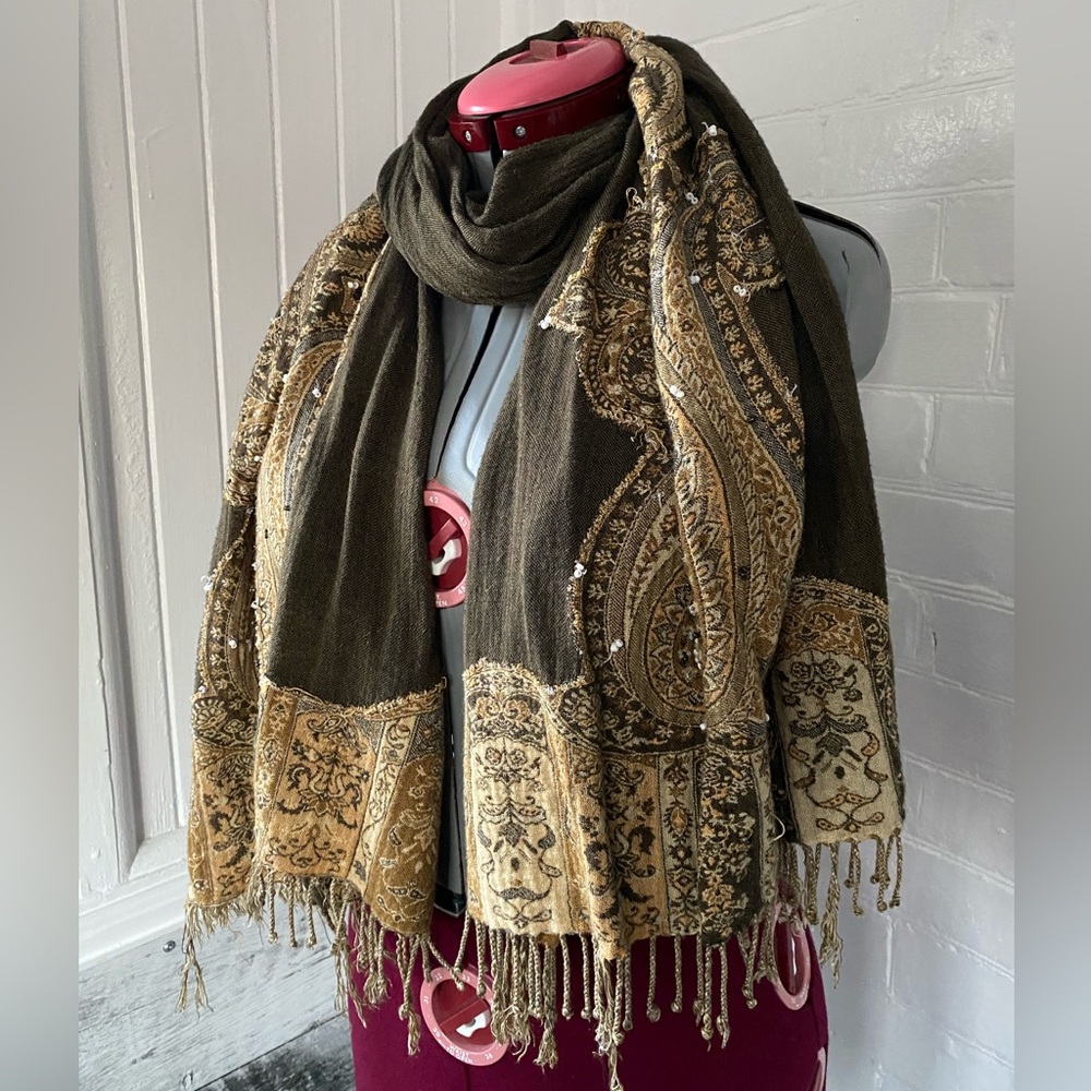 Olive Paisley Scarf, Butter Soft